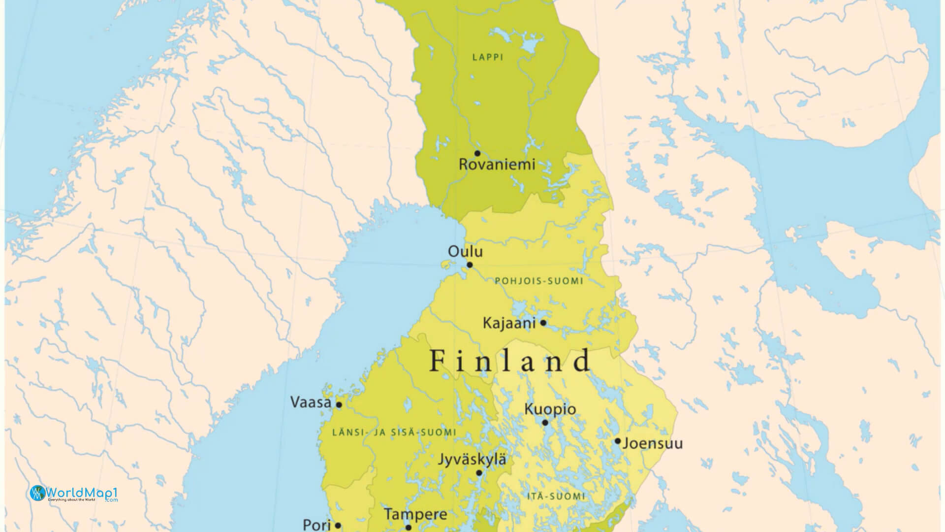 Carte de la Finlande avec les villes